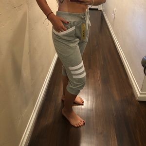 Gray Capri sweatpants workout